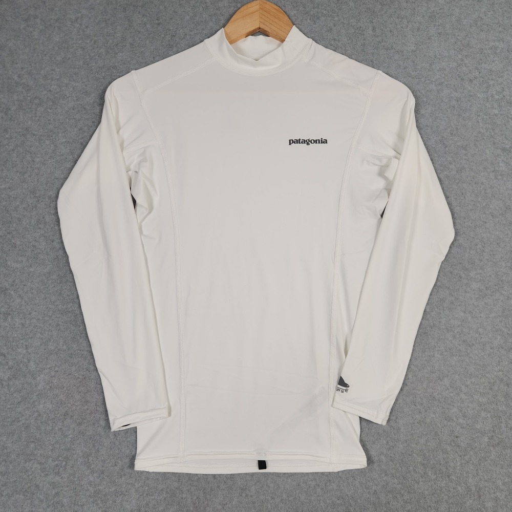 Patagonia Rashguard XS White Ro Top Logo 40+ UPF Sun Protection Athletic